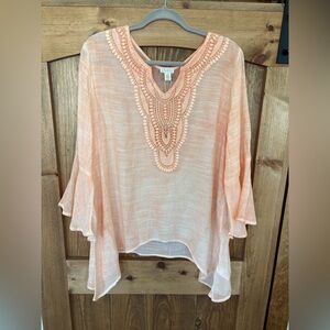 Spense NWT Peach Embroidered Women's Top